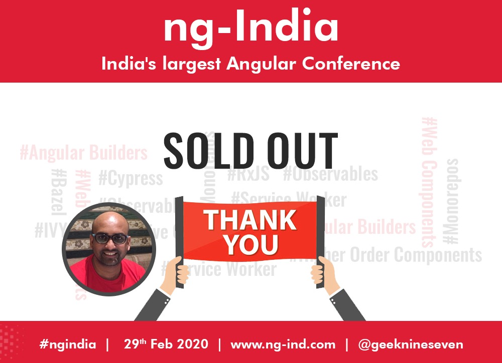 debug_mode's tweet image. 🙏 Gratitude. 

Thank you, everyone ❤️ See you on 29th Feb at 7 AM sharp - ng-ind.com 

 #ngIndia #ngIndia2020 #Angular #geek97  #JavaScript