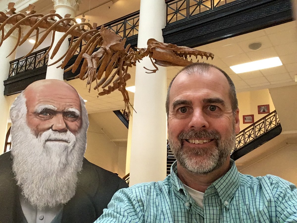 friel's tweet photo. If you are @UofAlabama today, swing by @UAMNH and take a selfie with Charles Darwin and #Alabama's state fossil, #Basilosaurus cetoides. Or stop by this evening from 5-8 PM for our #DarwinDay2020 celebration with @EvolveUA and other UA clubs. #RollTide #WhereLegendsAreMade. https://t.co/faq9verGjq