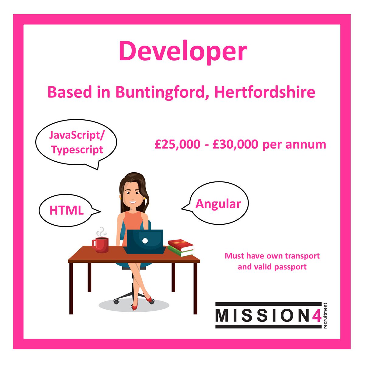 Mission4recruit's tweet photo. Are you a recent graduate who has experience in developing apps? 🖥

Or are you an experienced developer who is looking for a new challenge?

Are you confident using Angular?

Please apply via our website - https://t.co/EqZrKl7Gko 

#developer #buntingford https://t.co/l2O7YJQCoj