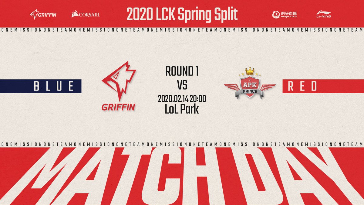TeamGriffinLoL's tweet photo. #2020 LCK GRF vs APK

하나 둘 셋! 그리핀 화이팅!
오늘 저녁 8시, 많은 응원 부탁드립니다.

One, Two, Tree, Griffin FIGHTING!
Today at 8PM! Let's cheer for Griffin

- Participate in Griffin Event
: https://t.co/eqdRJ4D2B4

#GRFWIN #OMOT #FlyGriffin https://t.co/QOYIdOXWac