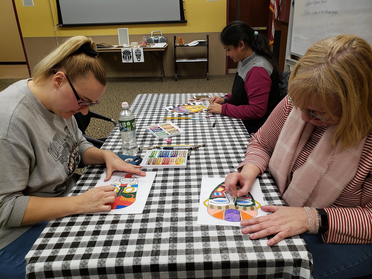 SCLSNJ's tweet photo. Library customers celebrated Black History Month at the Hillsborough branch by discovering their creative sides to draw African tribal masks. Art-based programs are a great way to showcase talents with your neighbors.
#SnapshotDayNJ #WeLoveSCLSNJ https://t.co/h2w0FFQKpp