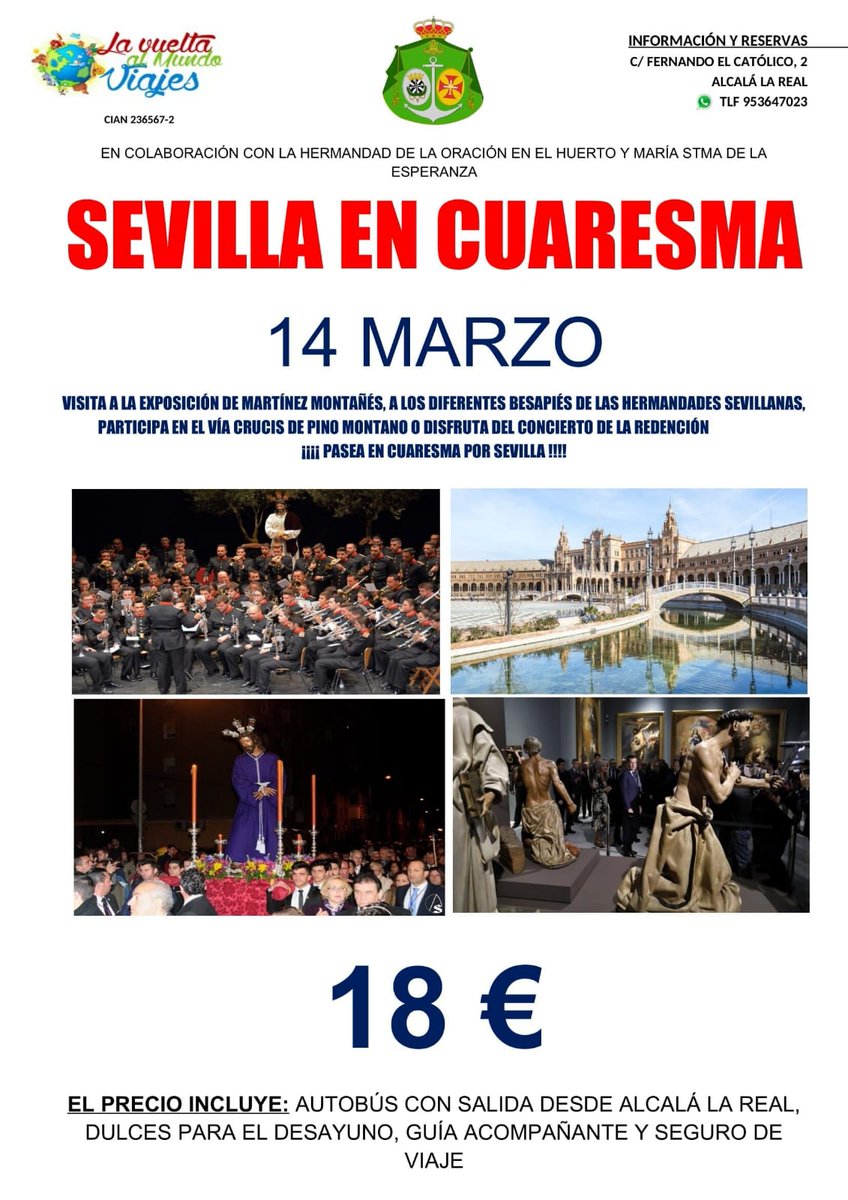 Nos vamos a Sevilla, ¿Aún no te has apuntado? este 14 de Marzo apúntate con nosotros.
Viajar es lo único que compras y te hace más rico.
¡No lo dejes pasar!
<a href="/HuertoEsperanza/">Huerto y Esperanza</a>