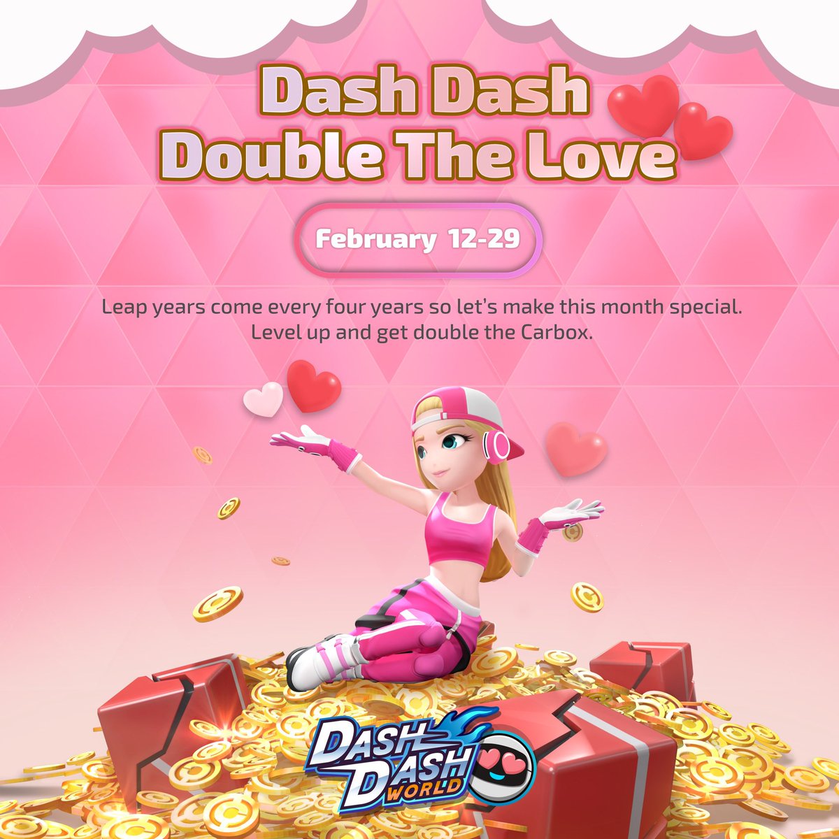 💗Double up on the love this February!💗

😎Level up and get x2 Carboxes🍫🍫

#DashDashWorld #OpenBeta #OculusQuest #OculusLink #OculusRift #PSVR #SteamVR #alpha #beta #test #GamersUnite #SupportSmallStreamers #indiedev #indiegame #vr #ar #ux #ui #racing #kartracing #womeninvr