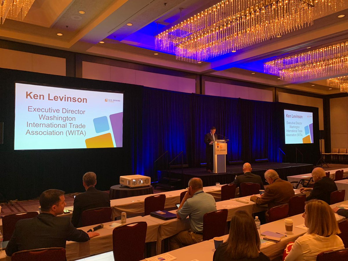 usgrainscouncil's tweet image. Ken Levinson, Executive Director, @WITA_DC speaks to the @USGC #Grains20 attendees about the #trade policy approach of the Trump Administration and what that could mean this year and beyond🌍.