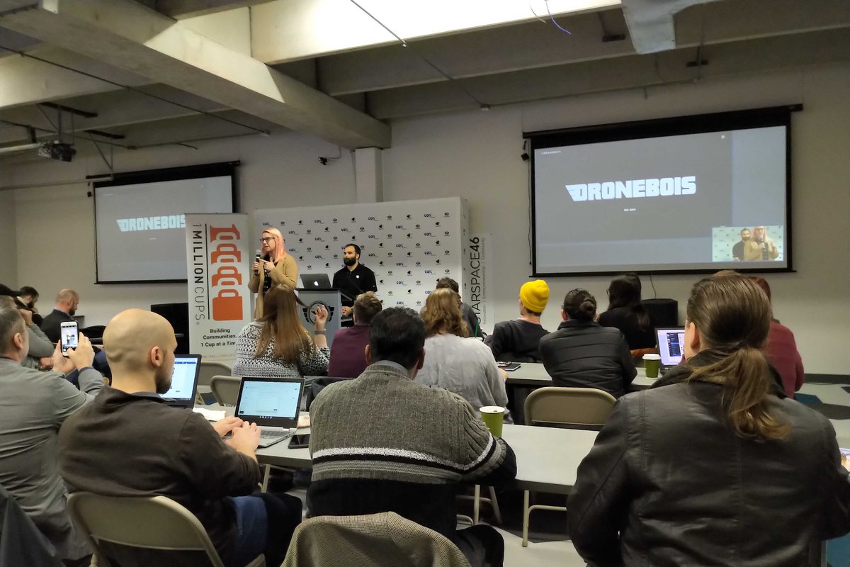 VigilantAero's tweet image. Showing some love to an #OKC #drone service provider 
@DRONEBOIS at @1MillionCupsOKC. Great history and glad to see #UAS companies getting positive attention!