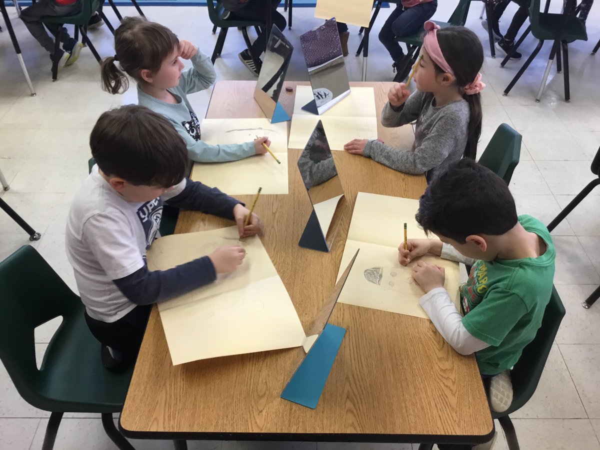 Kindergarten are drawing realistic self-portraits. Fantastic work noticing details! <a href="/EdisonHtsd/">Thomas A Edison Elementary School</a>