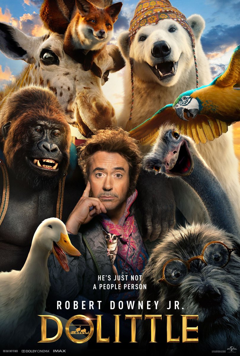  #Dolittle (2020) honestly this is just*meh*movie the CGI is terrible and messy in parts and some parts the humans and the animas don't even look at each other. But what is sad is that there is a version of this that could work. A John and Lily adventure movie could've been great.