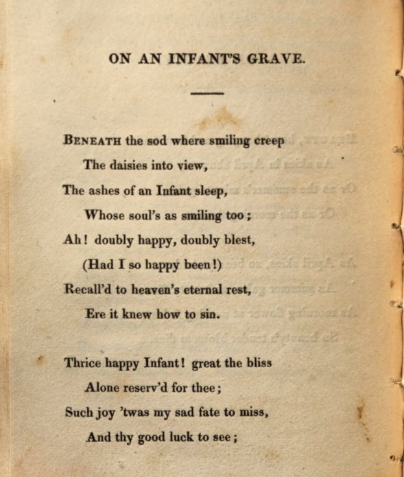 JohnClareSoc's tweet photo. Today's #PoemsDescriptive2020 is another experiment in elegy, Clare's 'On an Infant's Grave'. Clare himself was born one of twins; his sister, Bessey, died in infancy. He would go on to lose two children in infancy and outlived three of his surviving children. https://t.co/BPzL0FHwzj
