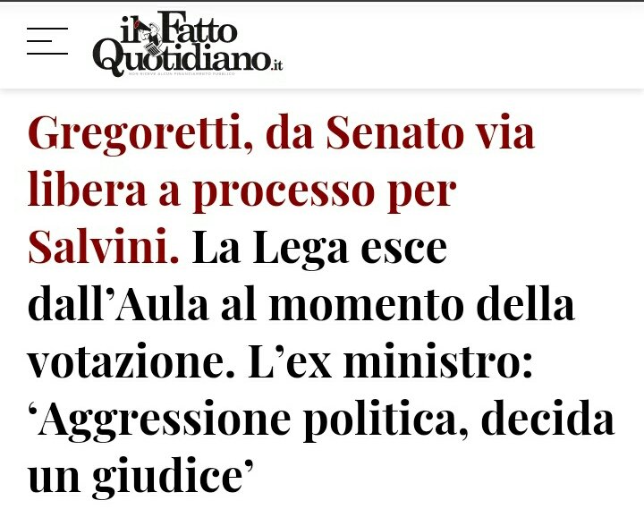 MaurizioIlBrig1's tweet photo. Giustamente, che sia la magistratura a stabilire se si fosse configurato il reato di sequestro di persona, il senato ha solo dato l'autorizzazione a procedere, per cui sarà processato come un normale cittadino senza il privilegio senatoriale @matteosalvinimi #ProcessateSalvini https://t.co/CrM7fUJsqk