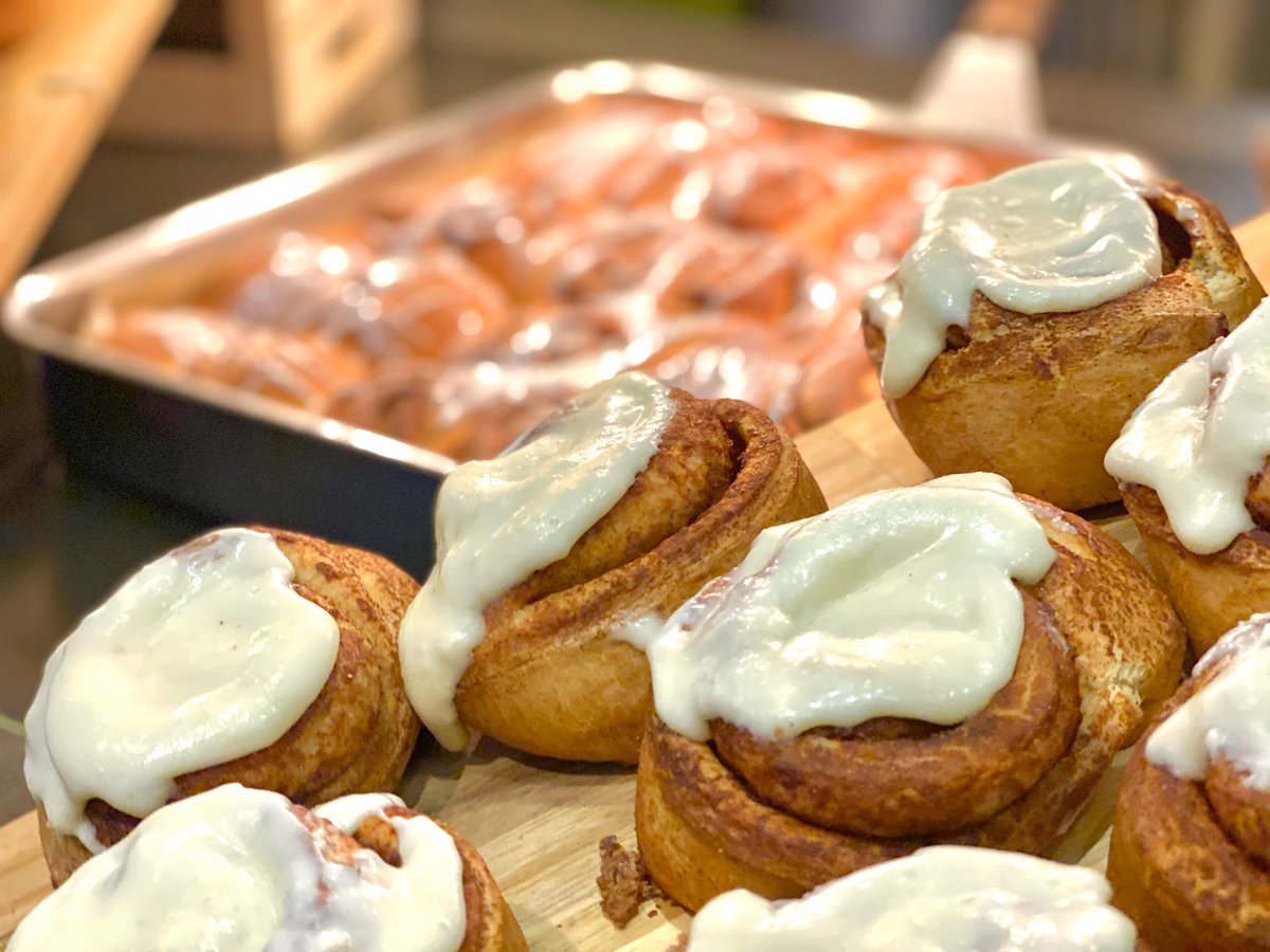 AggieDining's tweet photo. Cinnamon buns and sticky buns available RIGHT NOW at Sbisa! Don’t miss out! @TAMUResLife @TAMU @BernardSbisa @ChartwellsHE https://t.co/uTXLmXGeqX
