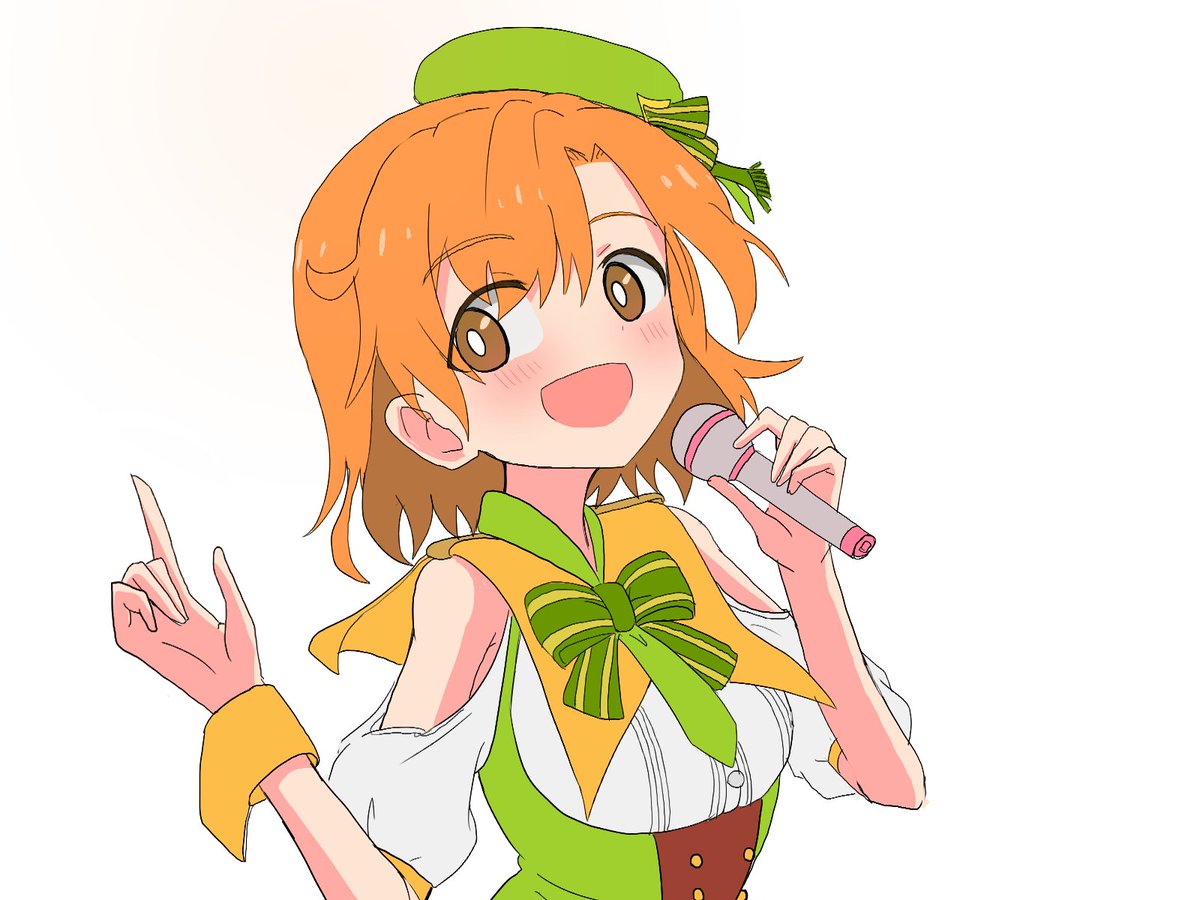 1girl microphone white pupils solo bright pupils hat white background  illustration images