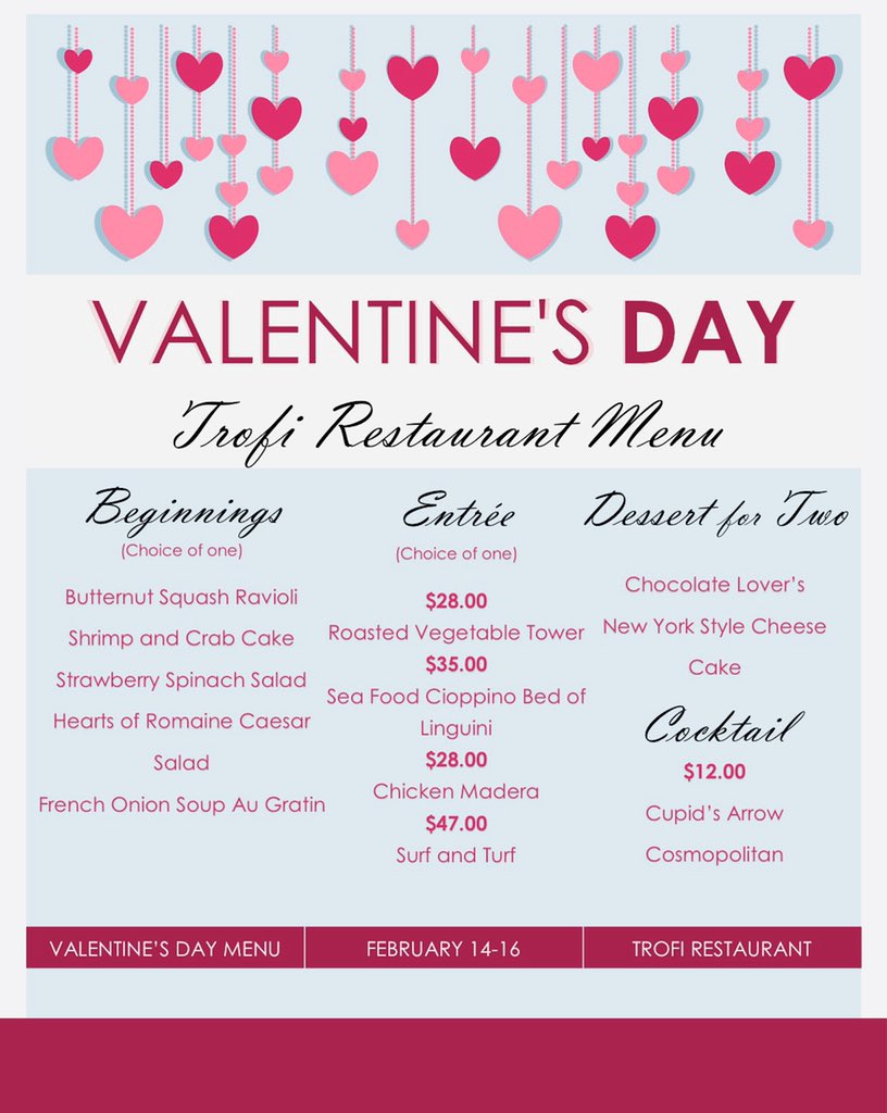 DoubleTreeKCOP's tweet image. Treat a special someone to a romantic gourmet dinner experience at the Trofi Restaurant located in DoubleTree KC Overland Park. Available February 14th-16th 💕 

MAKE YOUR RESERVATIONS NOW!
Open Table: bit.ly/3bwlZZt 
OR call directly: (913) 451-6100
#dinnerdate #kcfood