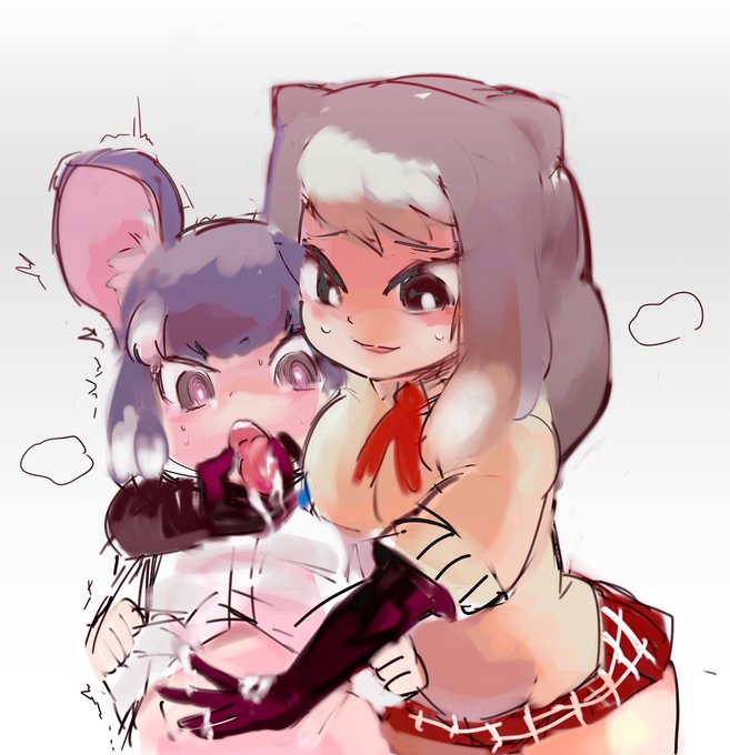 さわりっこをするチンチラとマーモットです 