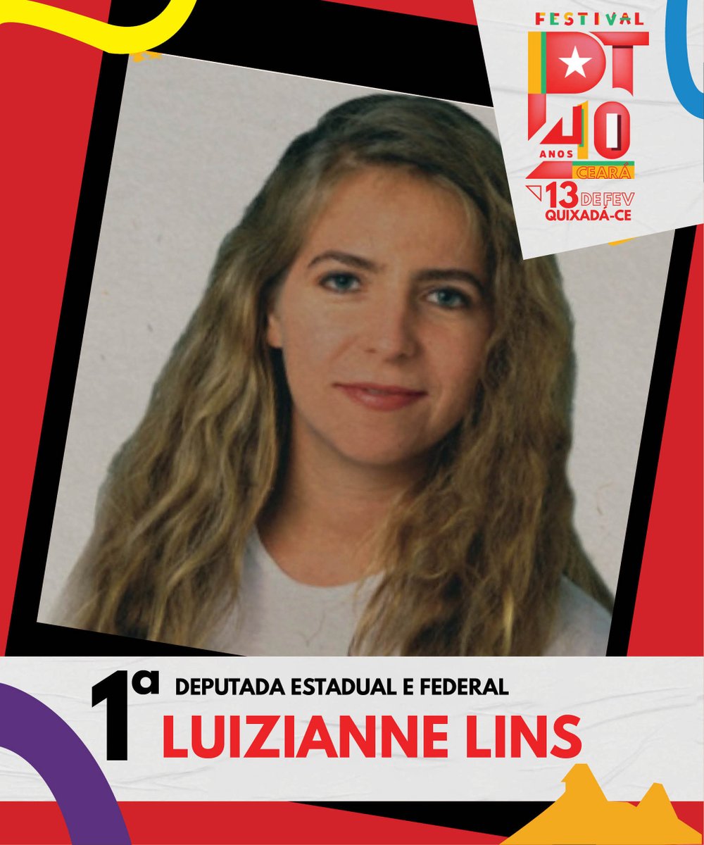 PTCeara's tweet photo. ||| PT 40 ANOS - CEARÁ |||

Continuando as comemorações lembramos da nossa companheira @Luizianne13PT, 1ª deputada Estadual e Federal do PT no Ceará. São muitos anos de história no partido da nossa grande companheira de luta, Luizianne. 

#PT40Anos #PTCeará #História #APrimeira https://t.co/uai9sc6dhz