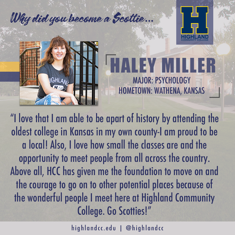 highlandcc's tweet photo. This week we find out why Haley Miller became a Scottie! #WhyWednesday #ScottieNation https://t.co/II2Rsyx0f7