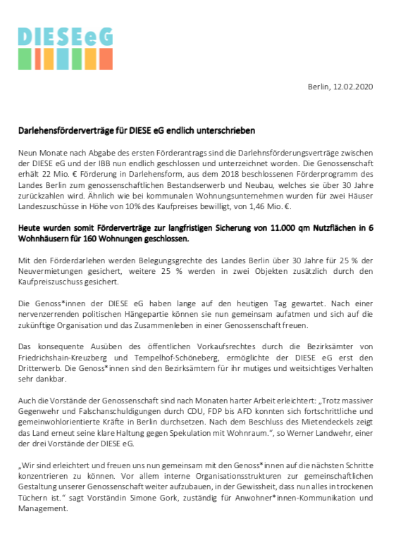 Geschafft! Darlehensförderverträge für DIESE eG wurden heute endlich unterschrieben. #wirsinddiese und ganz aus dem Häuschen.