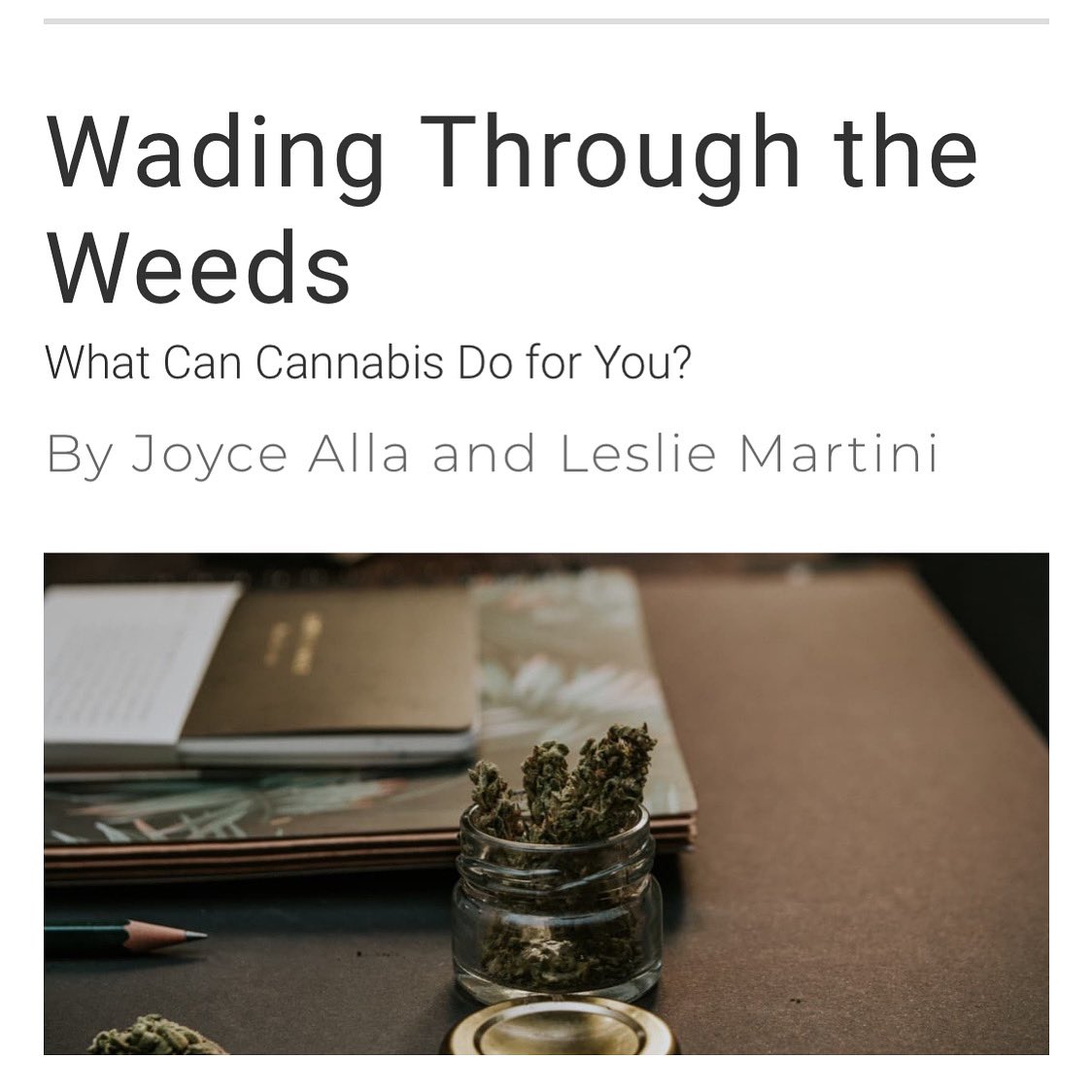 Wading Through the Weeds," what some experts/users are saying about how medical,CBD &amp; recreational marijuana are being embraced by 45+ population. 
#cannabisindustry #medicalcannabis #CBD #allamartinis #thebucket #recreationalmarijuana #cannabis
thebucket.com/living-fully/w…