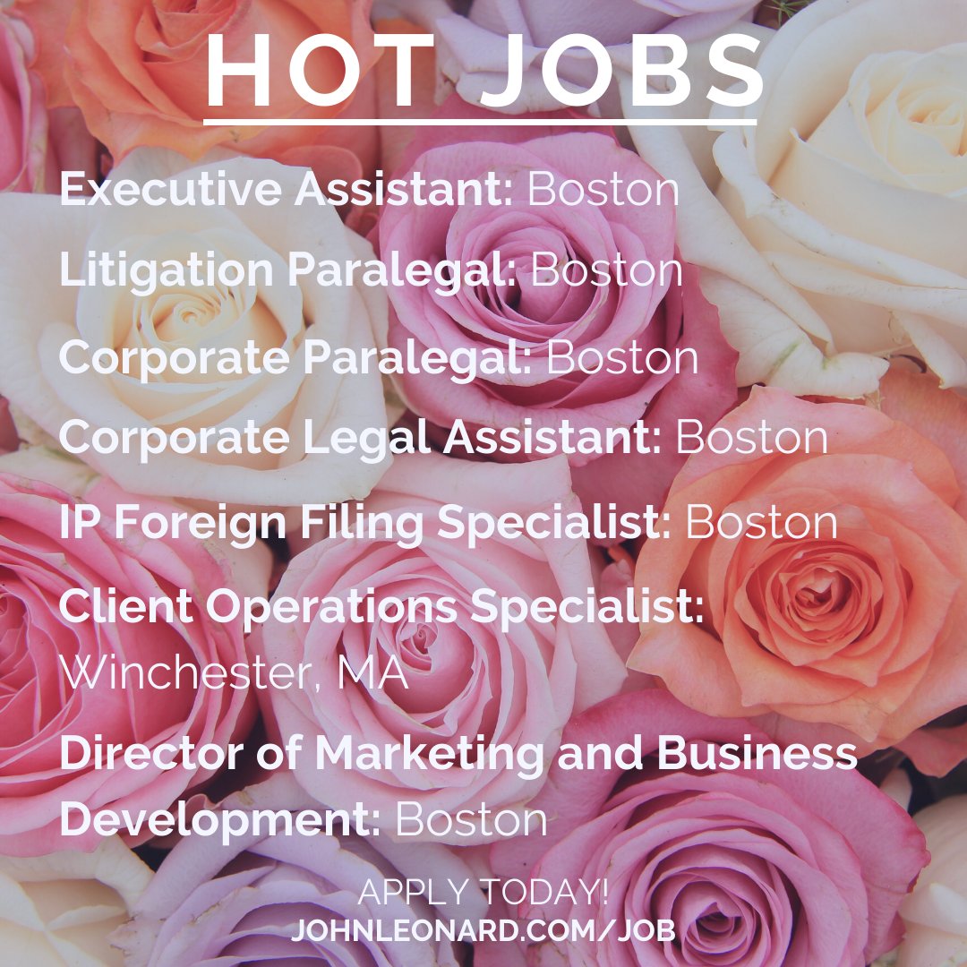 JLEmployment's tweet photo. February is when hiring in the new year begins in earnest! Check out our hot jobs of the week and view all our jobs to apply to these exciting positions: https://t.co/zbrmiYD4DN #hotjobs #weeklyflash #Boston #MAarea #hiring https://t.co/zNIPoXejWJ