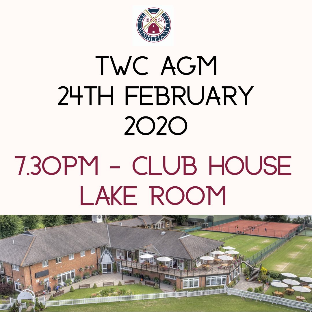 TWCsquash's tweet photo. The annual TWC AGM will be held at @twc_sport in the Lake Room on Monday 24th February from 7.30pm #itsaclubthing #twcagm https://t.co/jksdAiDAWC