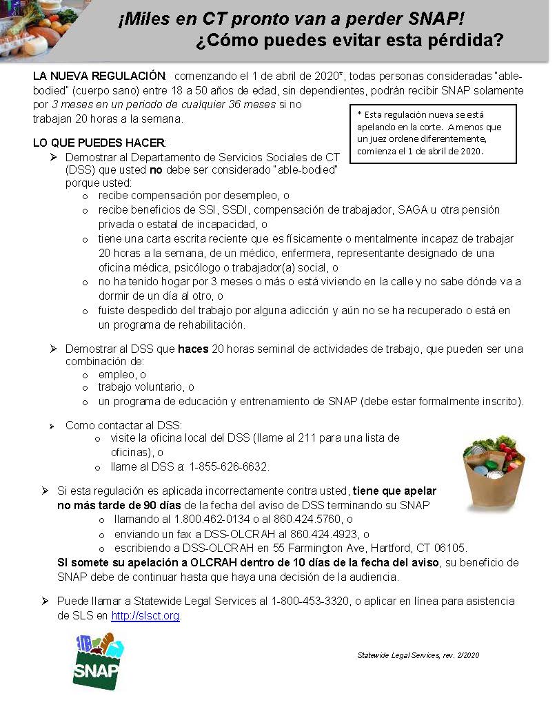 SLS_CT's tweet image. CT PUBLIC BENEFITS ALERT: New changes to SNAP beginning 4/1/2020. See attached flyer for details.