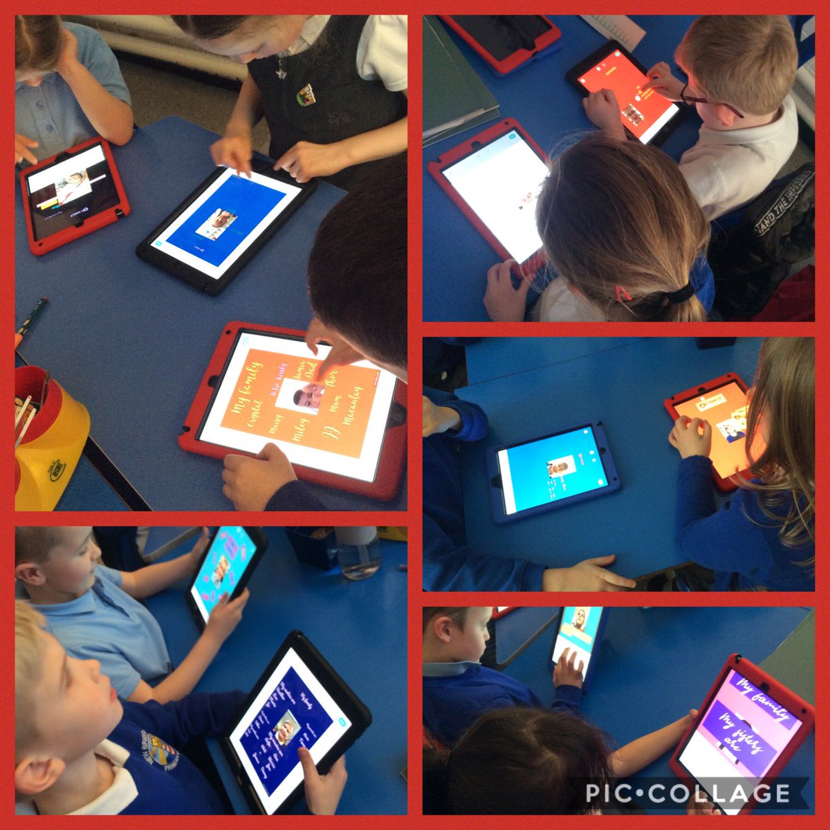 NewBrightonPS's tweet photo. Class 6 have been creating posters about their families using @PicCollage as part of our PSHCE work this week #nbpsPSHCE @NBPSComputing https://t.co/s8c3d7s6bk