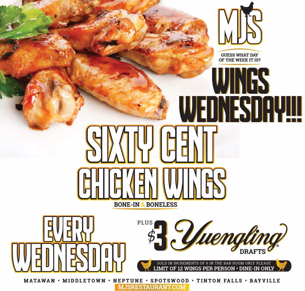 MJ's Restaurant (@mjs_restaurant) on Twitter photo #WingWednesday @ all 6 locations if dining at the bar/bar hi-tops along with $3 <a href="/yuenglingbeer/">Yuengling Brewery</a> drafts!! #sitrelaxenjoy the #mjsway #WingWednesday @ all 6 locations if dining at the bar/bar hi-tops along with $3 <a href="/yuenglingbeer/">Yuengling Brewery</a> drafts!! #sitrelaxenjoy the #mjsway
