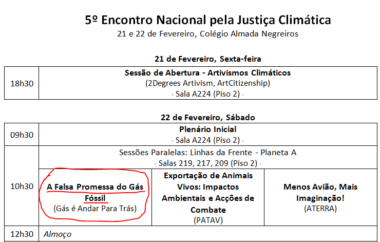 GasParaTras's tweet photo. No dia 22 Fev. 10h30, iremos falar sobre o gás fóssil! Aparece!

Consulta o programa, aqui: 
https://t.co/0i9qVdYNV8

#gasparatras #pararofuro #gasfossil #gaséandarparatrás  #JustiçaClimática #stopgasfossil #gastransicaojusta #nomidcat #by2020weriseup #portugal #5ENJC https://t.co/DgYCVFS1SI
