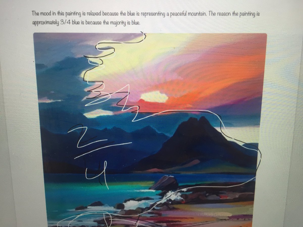 MsHawmanCRE's tweet photo. To take our math even further learners looked at paintings and made an estimate of the fractional parts of different colors to help them determine the overall mood of the painting! @JohnsonsArtists @MrsKemper #crecoyotes #mindsetmath #artintegration https://t.co/0FLm0s8L9c