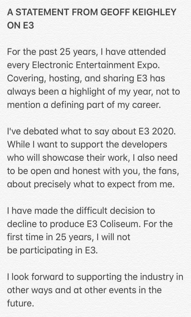 Джефф Кейли впервые за 25 лет не примет участия в E3