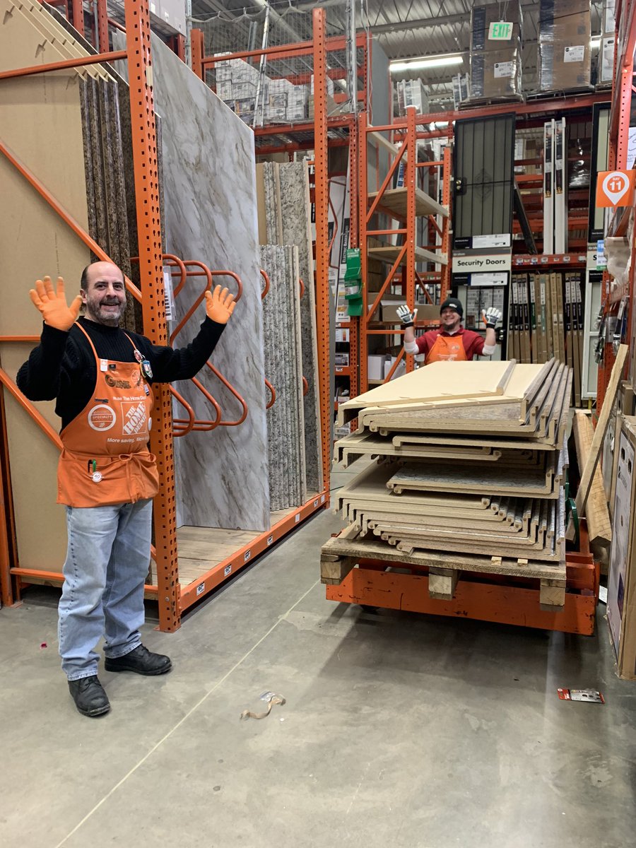 HD4123's tweet photo. Gene and Jim gloved up andusing their “Jazz Hands” to pack out countertops!  #InFocus #WhyIWorkSafe #SafetyIsPersonal https://t.co/cjI7ZQ1C4a