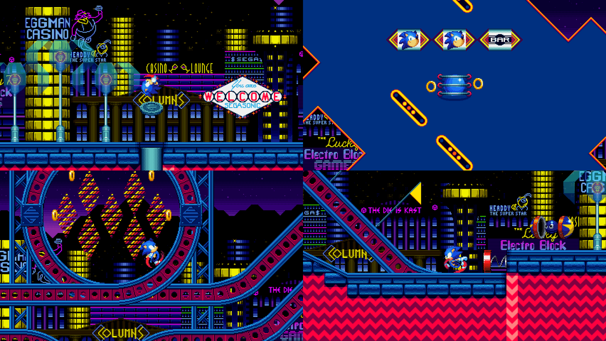 MrLevRocks's tweet photo. #SonicTimeCorruption is back and much sooner than usual.
The casino stage shown off last May has been worked on a little bit since. Live life on the fast lane in Robotnik Roulette, the city of vices.
https://t.co/AqbM6RpdRq https://t.co/ntuFrOkaq0