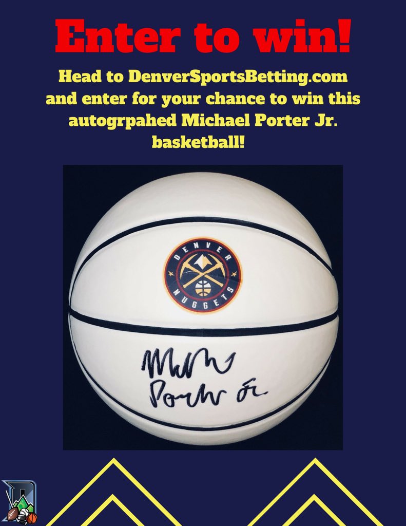 BettingDenver's tweet image. Denver Sports Betting is giving away this signed Michael Porter Jr. basketball to one lucky #Nuggets fan! 

Retweet this tweet and click the link below to enter!

One entry per person although there are ways you can better your chances!

Check it out 👇

denversportsbetting.com/news/2020/02/e…