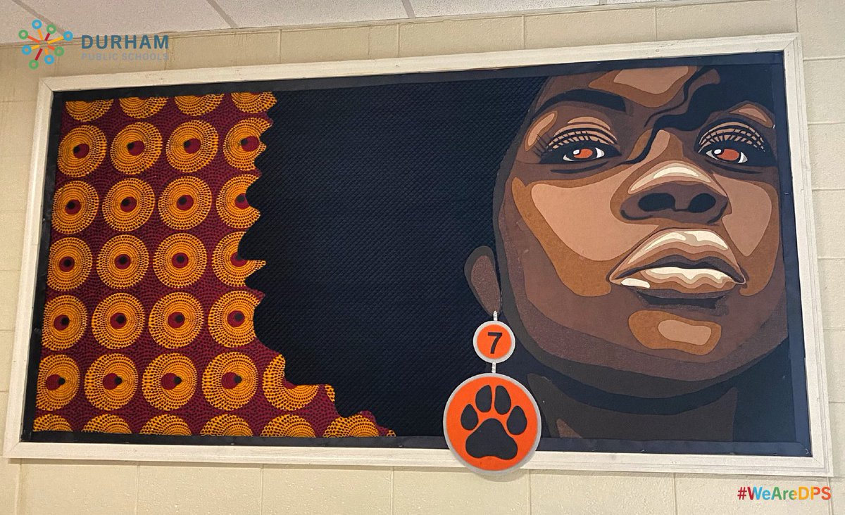 DurhamPublicSch's tweet photo. #BlackHistoryMonth | AMAZING WORK! This bulletin board is the work of Carrington Middle School 7th grade assistant principal JoEllen McDonnell. The piece is currently on display at Carrington. | #WeAreDPS #DPSArts #Durham #BullCity #TheArts https://t.co/aloQfw0but