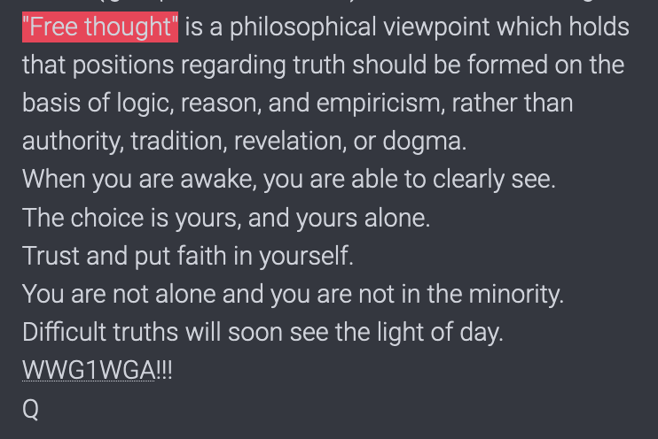 Free Thought QAnon 12 February 2020 - Free Thought