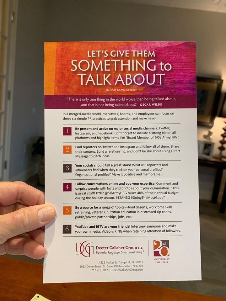 DeeterGallaher's tweet photo. .@AnneDGallaher kicked off a #highgear Wednesday with the @hrccredc as keynote speaker for their February Not-for-Profit Roundtable. Check out ADG’s six takeaways when considering PR next steps for your non-profit. #CREDC #DGG #PR #SocialMedia https://t.co/VYtxnCWR1Z