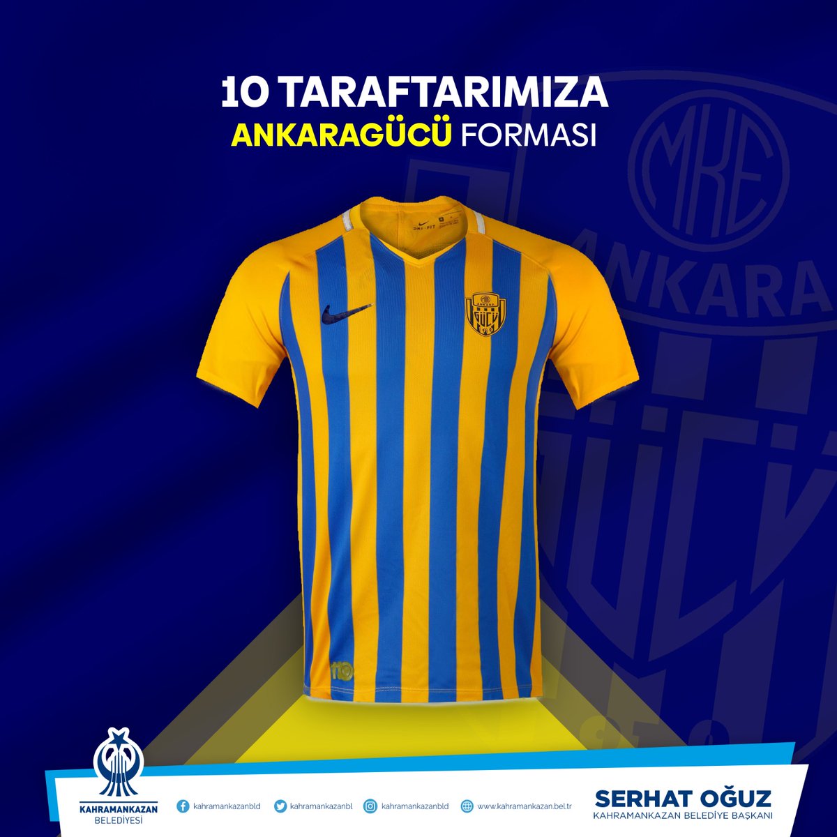 MAÇA FORMANLA GİT

Başkentimizin gururu #Ankaragücü'müzün yanındayız.Bu tweetimi RT’leyerek hesabımı takip edenler arasından yapılacak çekilişle belirlenecek 10 taraftarımıza forma hediye edeceğim.Taraftarlarımıza formalarını Fenerbahçe maçından önce #14Şubat’ta teslim edeceğim