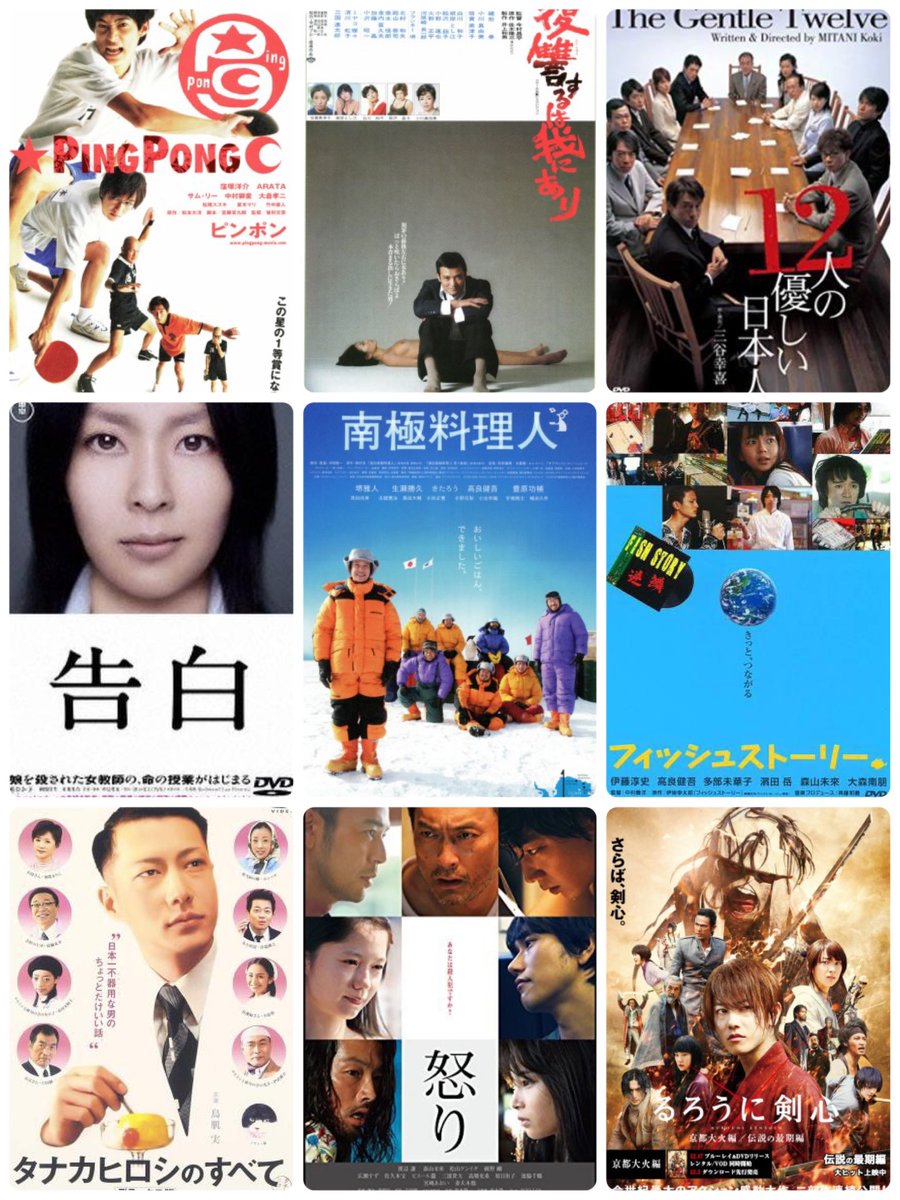 P E R R O ペロ 好きな邦画とりあえず9本 ピンポン 復讐するは我にあり 12人の優しい日本人 告白 南極料理人 フィッシュストーリー タナカヒロシのすべて 怒り るろうに剣心
