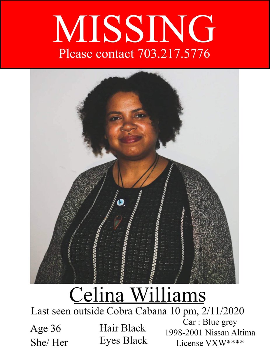 RVAdirt's tweet photo. 🚨ATTENTION🚨 Carver resident Celina Williams is missing. Please contact the number on the flyer if you have any info. https://t.co/v7dc0U7940