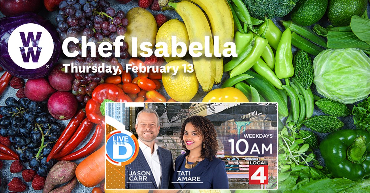 AskFlorine's tweet photo. Tune in to "Live in the D" tomorrow beginning at 10 am. WW Chef Isabella talks about in-season fruits and vegetables. 
Not in the viewing area? No problem. You can watch the live stream at https://t.co/6QbPNkryu8      #4LiveInTheD https://t.co/PHnJXythYw