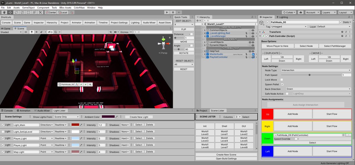 BobBDub's tweet photo. My customized Unity Interface/layout for #luminouslabyrinth. I was looking at it last night and I realized how many editor scripts I made during this project. π
#wowzers
#indiedev #gamedev #madewithunity #unity3d #customeditor #learningeditorscripting https://t.co/h6kn9zXfSJ