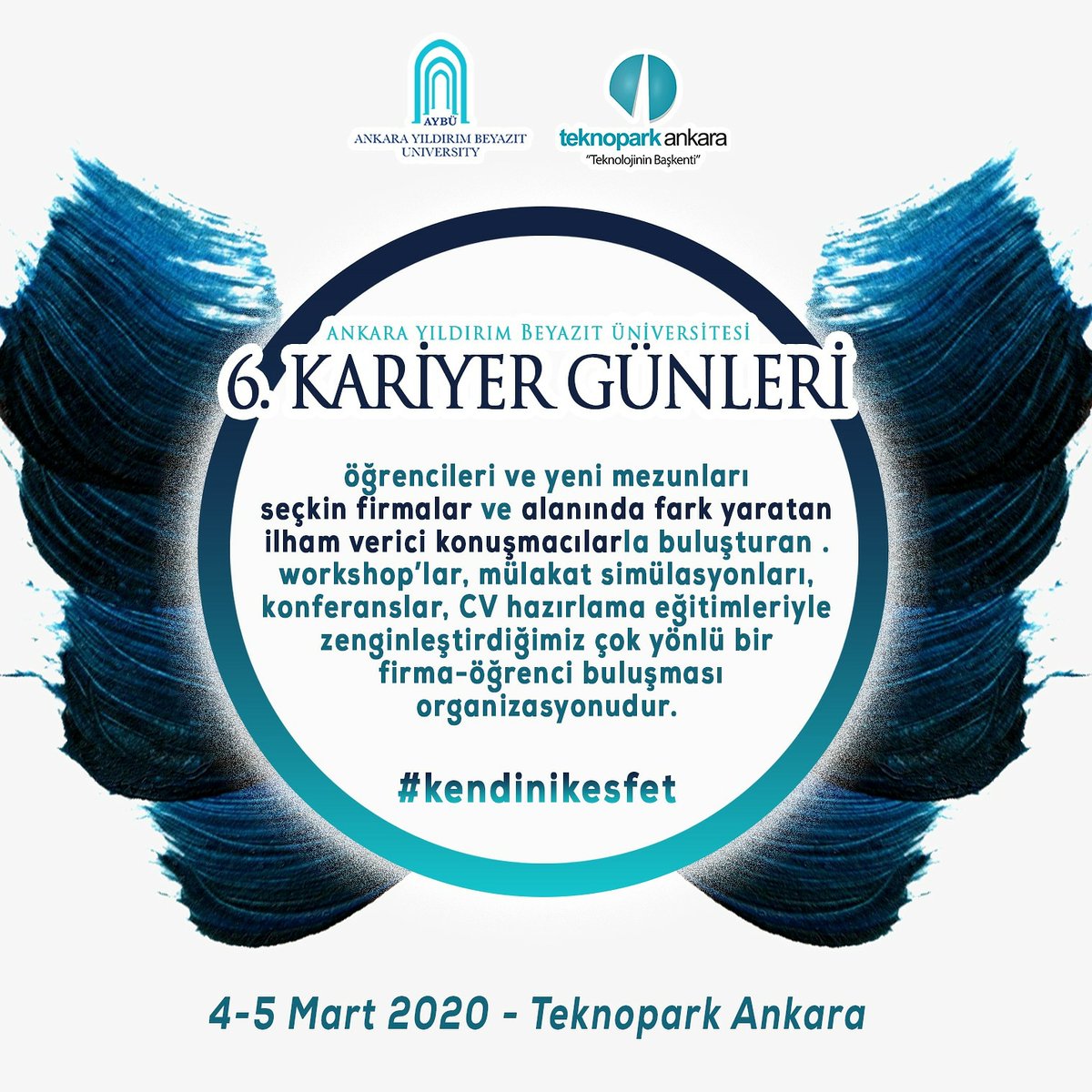 4-5 Mart tarihlerinde Ankara Yıldırım Beyazıt Üniversitesi olarak bu yıl 6.'sını düzenleyeceğimiz ve Kariyer Günleri adını verdiğimiz etkinliğimizle Teknopark'tayız!

#kendinikesfet #üniversitemaybu @TeknoparkAnkara 
 @ybuankara   @profdriaydinli   @mtgundogan