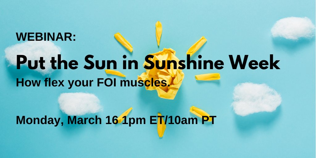 RTDNA's tweet image. We're planning a (free!) #SunshineWeek webinar all about #FOI. Register now to learn from freedom of information expert @DavidCuillier.
bit.ly/2ONVSU5