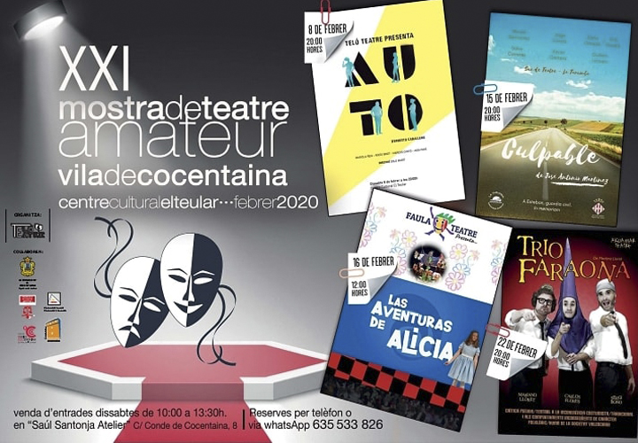 ✅ L'Ajuntament de #Cocentaina et recorda de nou que continua al Centre Cultural El Teular la Mostra de Teatre Amateur organitzada per Teló Teatre. Esteu convidades i convidats a veure totes les representacions!!