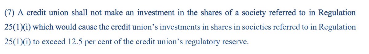 . @creditunionie members could be investing up to 12.5% of their reserves in the shares of viable housing co-ops, avoiding complex arrangements (SPVs, investment vehicles etc) that currently need to be devised for financial co-ops to invest in existing social/affordable models.