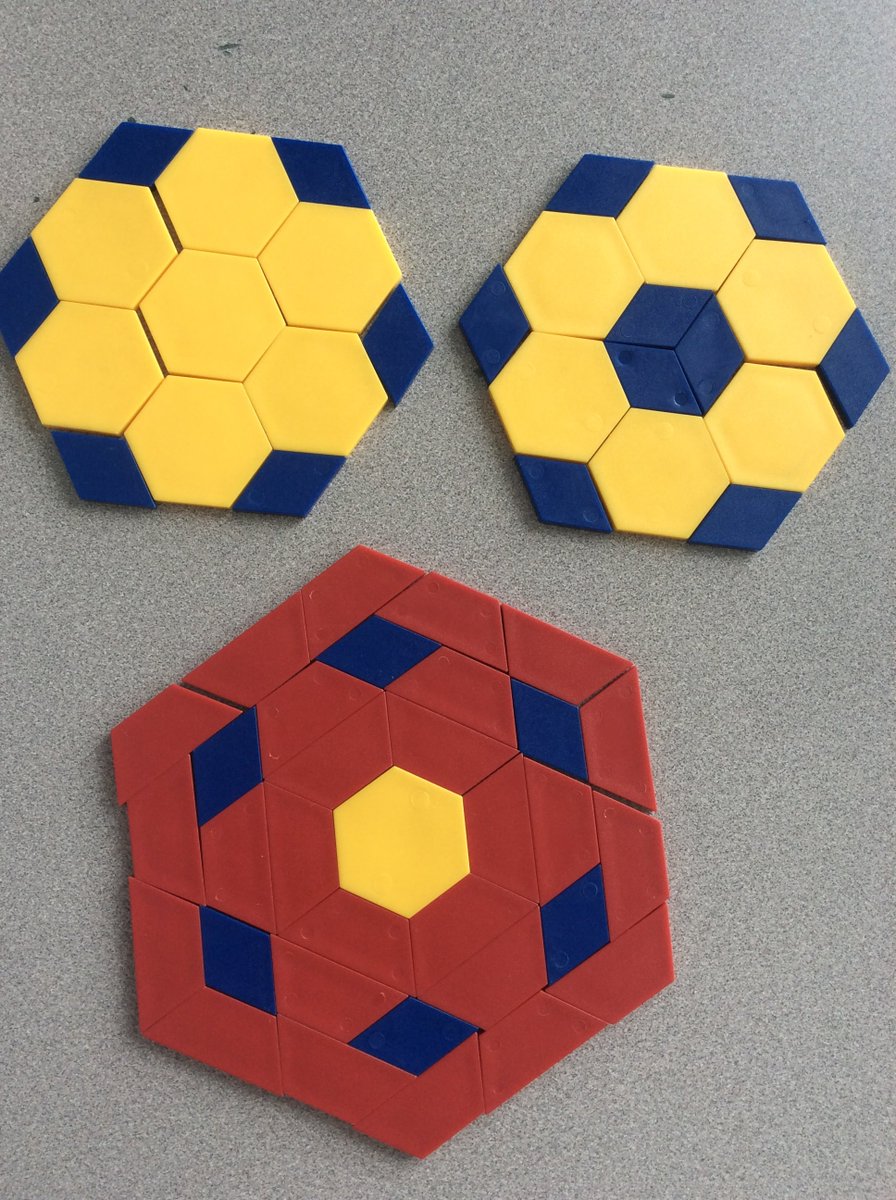 How many ways can you build a hexagon?  We came up with 15 so far.