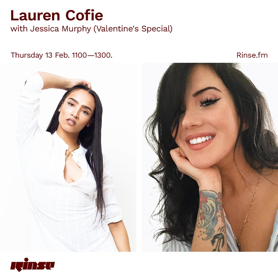 RinseFM's tweet photo. Up next at 11AM we have @LaurenCofie and #JessicaMurphy with a #ValentinesDaySpecial
Lock in at https://t.co/Q0ed1kLtwe & 106.8FM
#RinseFM https://t.co/FYkuuLVP9x