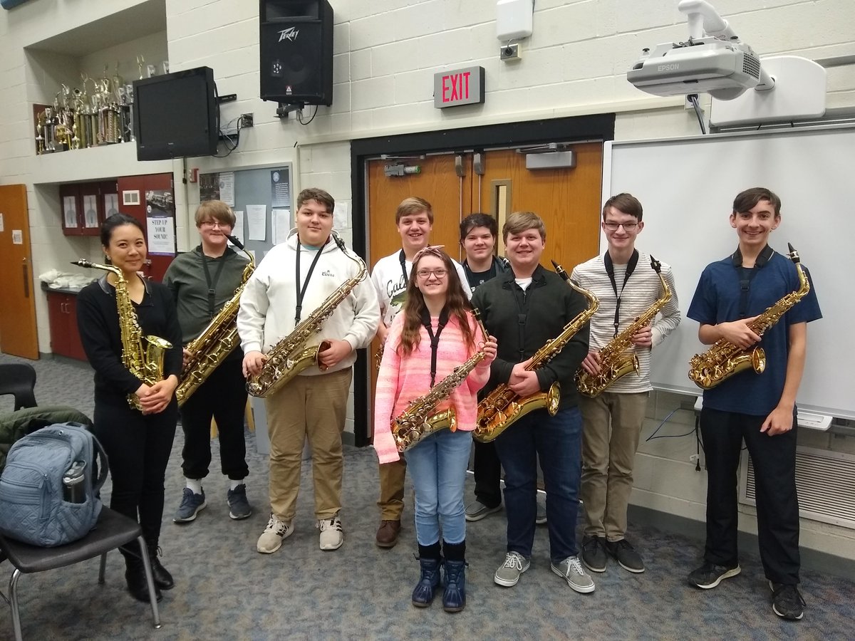 Dr. Chika Inoue (Conn-Selmer Artist and LA Phil saxophonist) visited SV today!  Students had a chance to share ideas and learn advanced techniques.  #SVBandRocks #SVsaxes #SVAOC