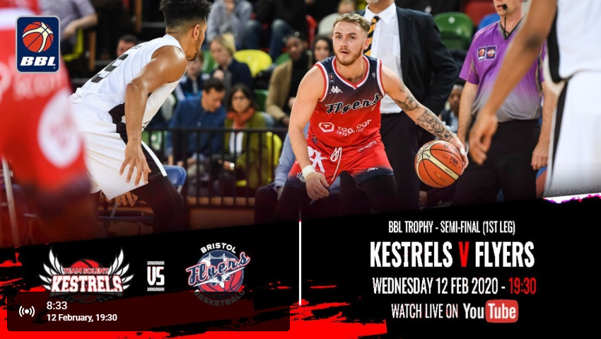 britishbasketm's tweet photo. Watch LIVE as @SolentKestrels host @BristolFlyers in the BBL Trophy semi-final first leg.
๐บ https://t.co/BCvMkA6aPW
#BritishBasketball https://t.co/JGY1ED4m40