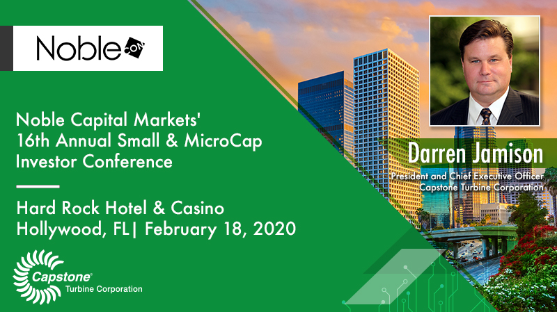 CGRNEnergy's tweet image. .@CapstoneTurbine to Present at NobleCon16 - Noble Capital Markets' 16th Annual Small &amp;amp; MicroCap Investor Conference on February 18, 2020

Learn more 🔗 bit.ly/3bs2zVD

#noblecon16 // #microcap // $CPST