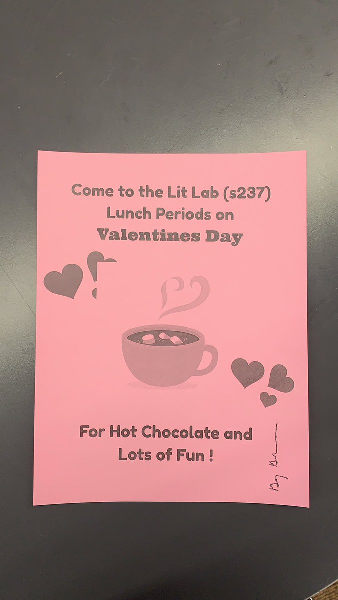 Do you like or like like hot chocolate? Either way come to the Lit Lab this Friday. <a href="/SandburgHS/">Carl Sandburg H.S.</a>